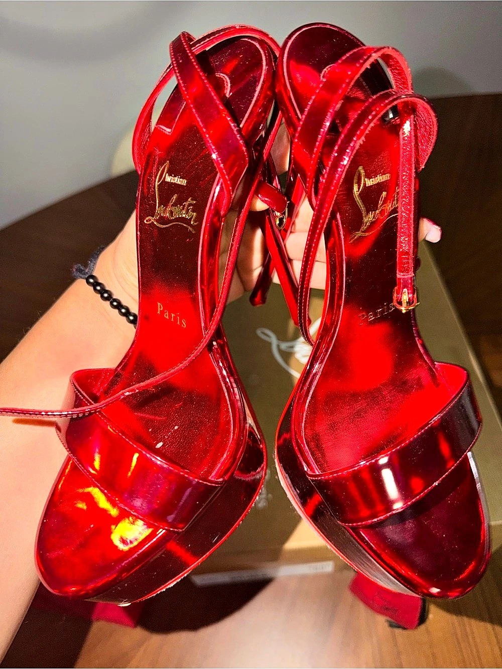 Christian Louboutin Sandaloo 130 Palio Red Heels EU 37
